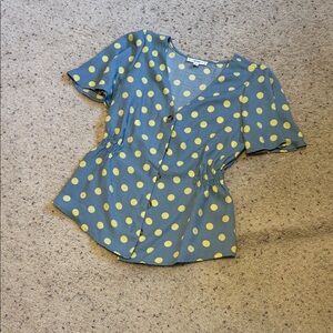 Mine Blue Blouse with Yellow Polka Dots